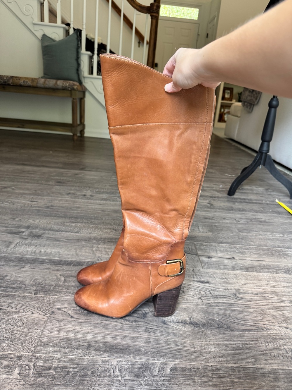 Vince Camuto Cognac Leather Over-the-Knee Boots